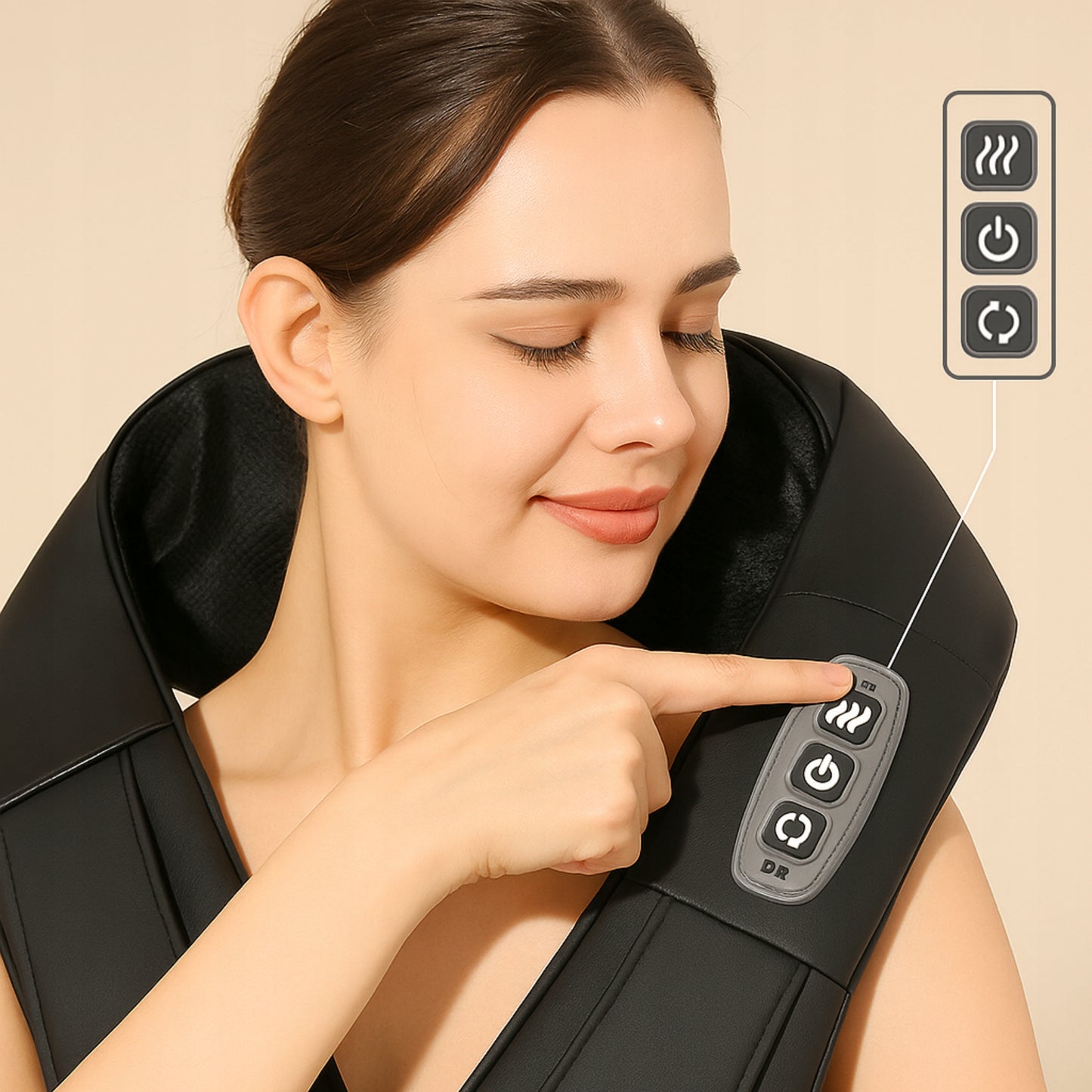 Kaklo ir nugaros masažuoklis „Shiatsu“ – elektrinis masažo diržas su 16 masažo taškų