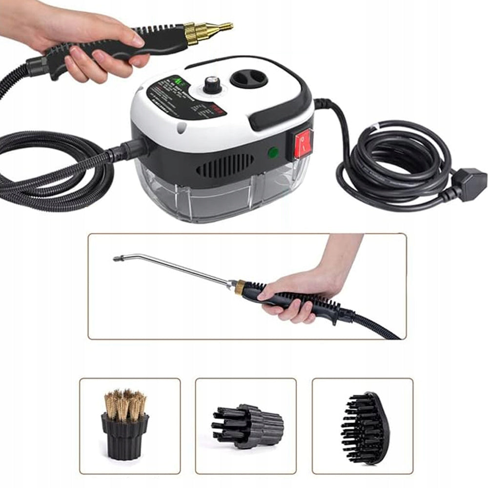 Galingas 2500W garų valytuvas su 1000 ml talpa ir 3 šepetėliais