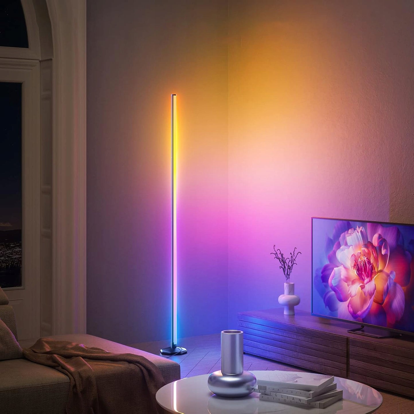 RGB LED kampinė lempa su nuotolinio valdymo pultu ir muzikos funkcija