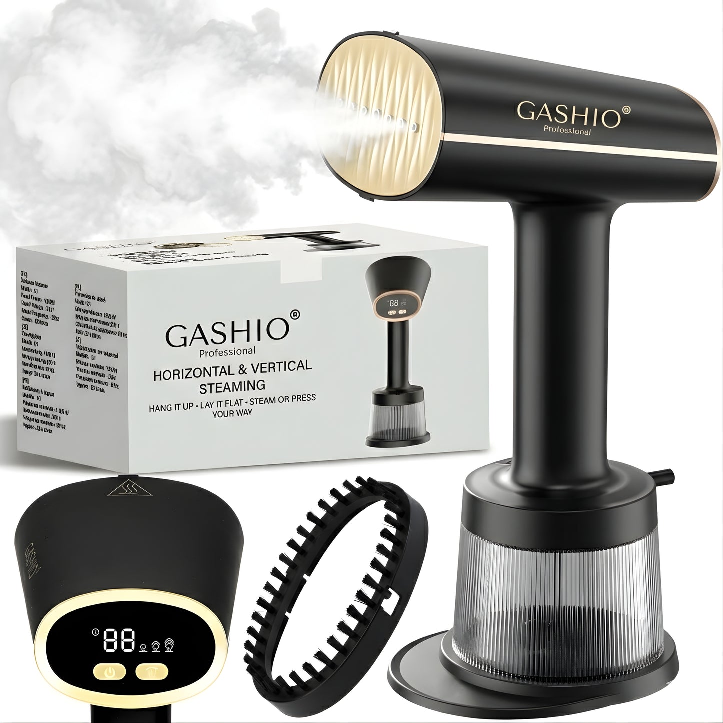 Garų lygintuvas GASHIO G1 2 viename – rankinis drabužių garintuvas 1800 W
