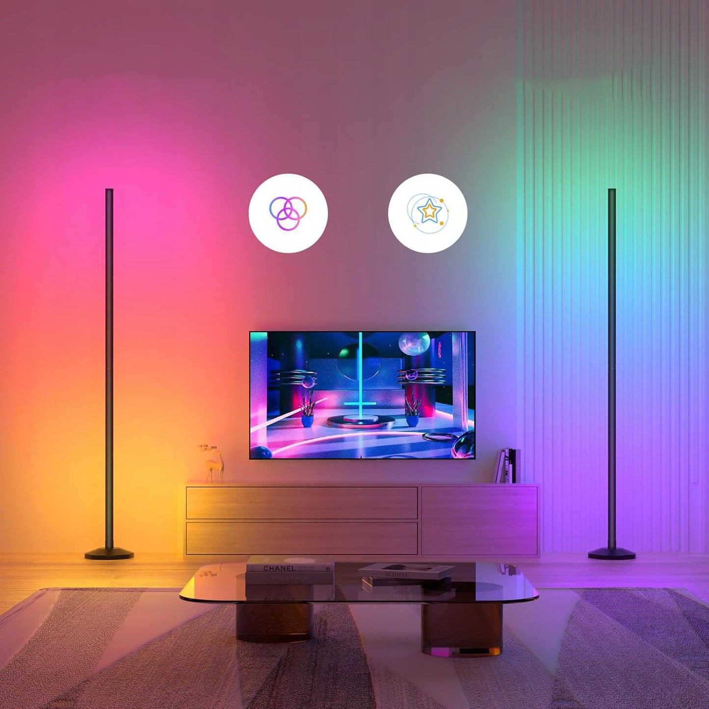 RGB LED kampinė lempa su nuotolinio valdymo pultu ir muzikos funkcija