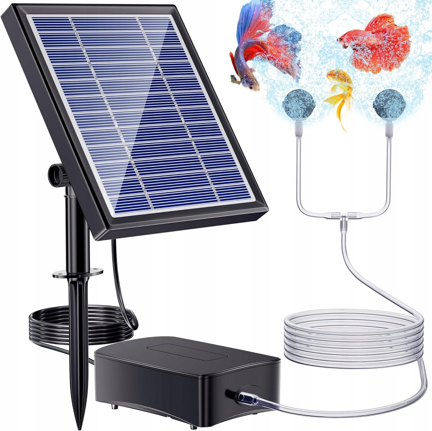 Nešiojamas saulės energija maitinamas tvenkinio aeratorius – 2.5w, 1l/min