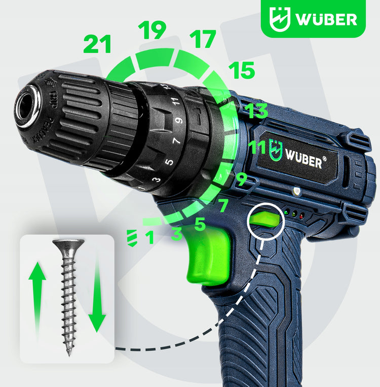 Gręžtuvas-suktuvas „Wuber“, 20 V, 2 akum. – nuotrauka 5
