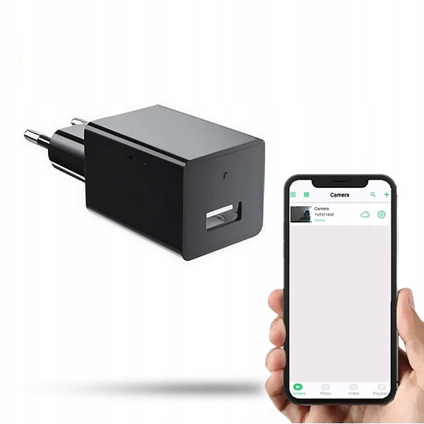 Mini slapta kamera USB įkroviklyje su WiFi