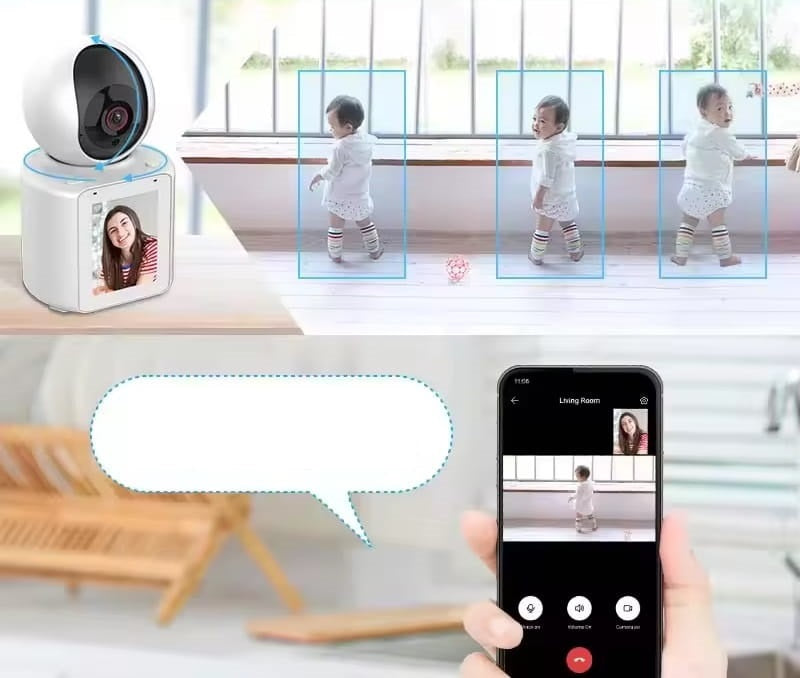 Mini sukiojama WiFi kamera su naktiniu matymu ir gyvu garsu