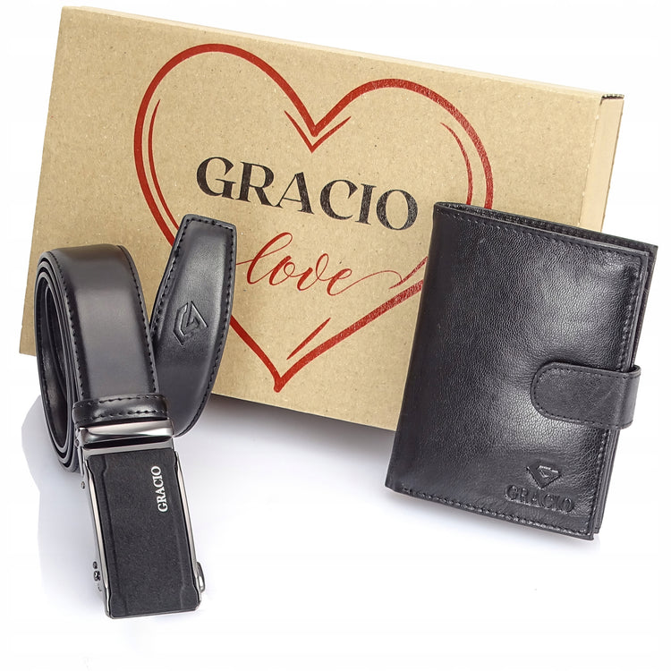 Diržo ir piniginės rinkinys „Gracio“, juodas