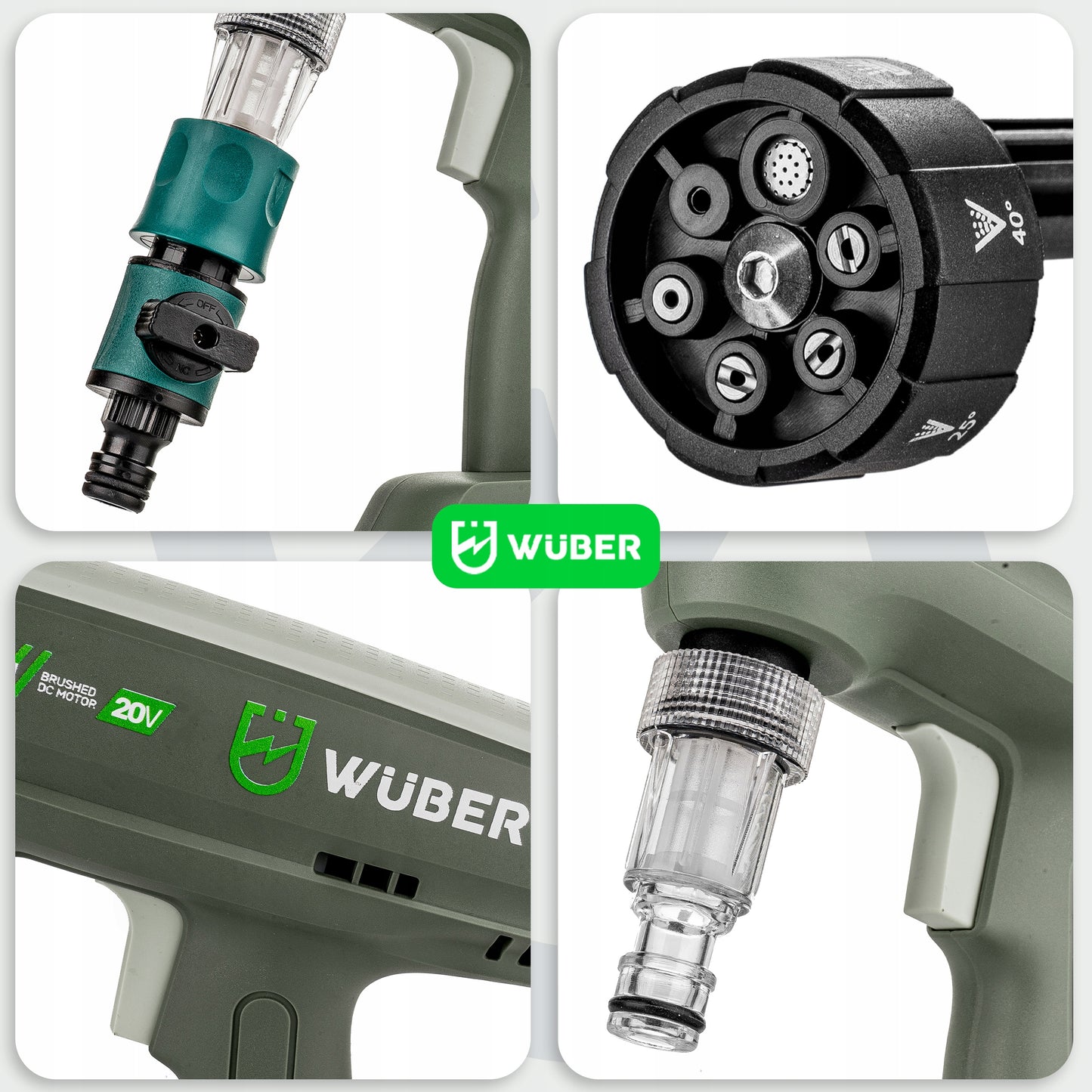 Belaidis aukšto slėgio plovimo įrenginys Wuber Share+System 20V (su akumuliatoriumi ir priedais)