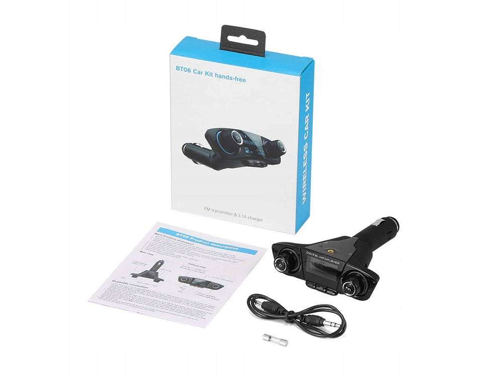Automobilinis FM moduliatorius, laisvų rankų įranga, Bluetooth USB 5.0 8in1 BT06