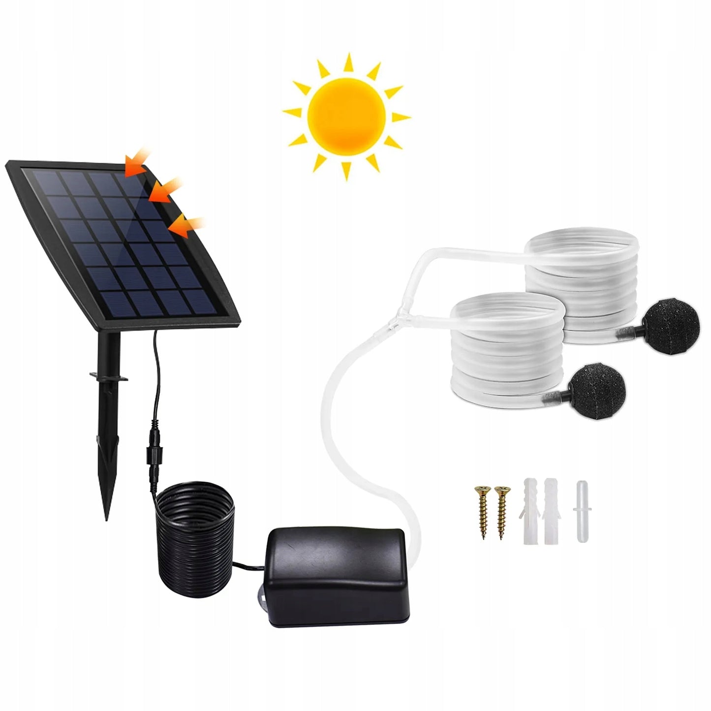 Nešiojamas saulės energija maitinamas tvenkinio aeratorius – 2.5w, 1l/min