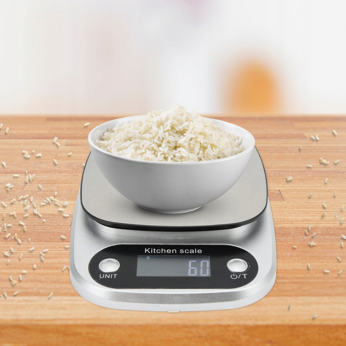 Virtuvinės svarstyklės 5000 g / 0,1 g su LCD ekranu ir baterijomis