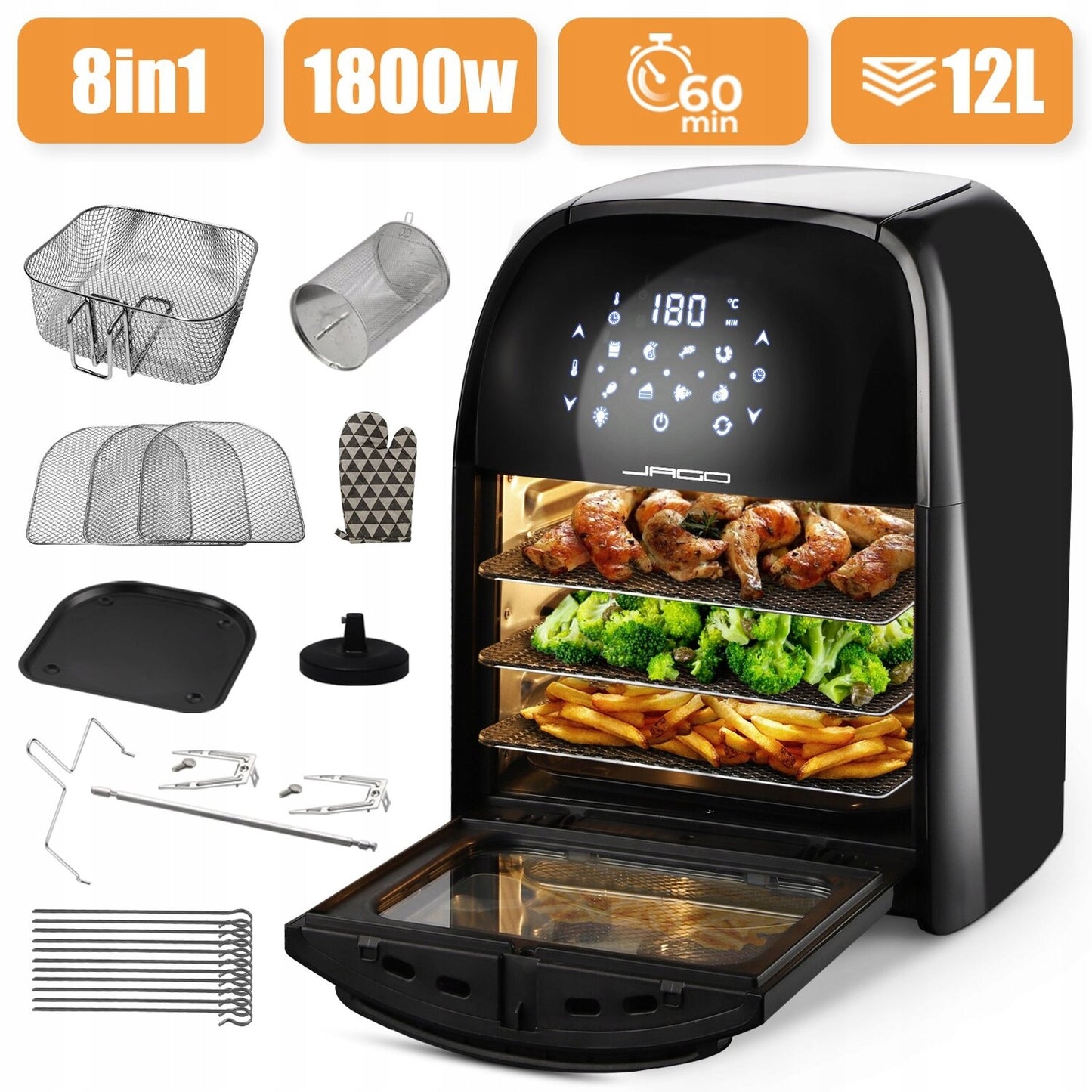 Karšto oro gruzdintuvė "Multicooker Air Fryer Jago JG80700"