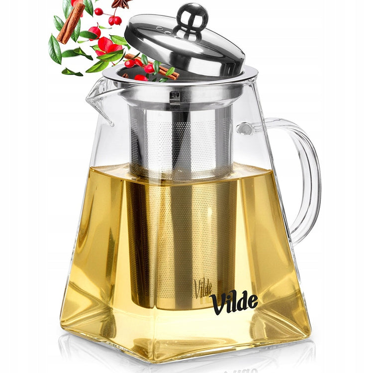 Stiklinis arbatinukas su sieteliu „Vilde“, 920 ml