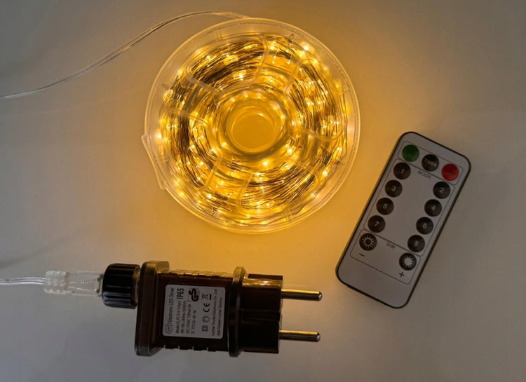 Kalėdinė mikro LED girlianda 500 LED, 50 m, šiltai balta, IP44, su pulteliu