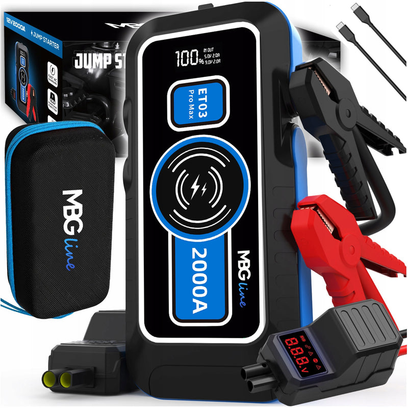 Užvedimo įrenginys „MBG Line ET03 Pro Max“ su nešiojamuoju krovikliu, 16000 mAh