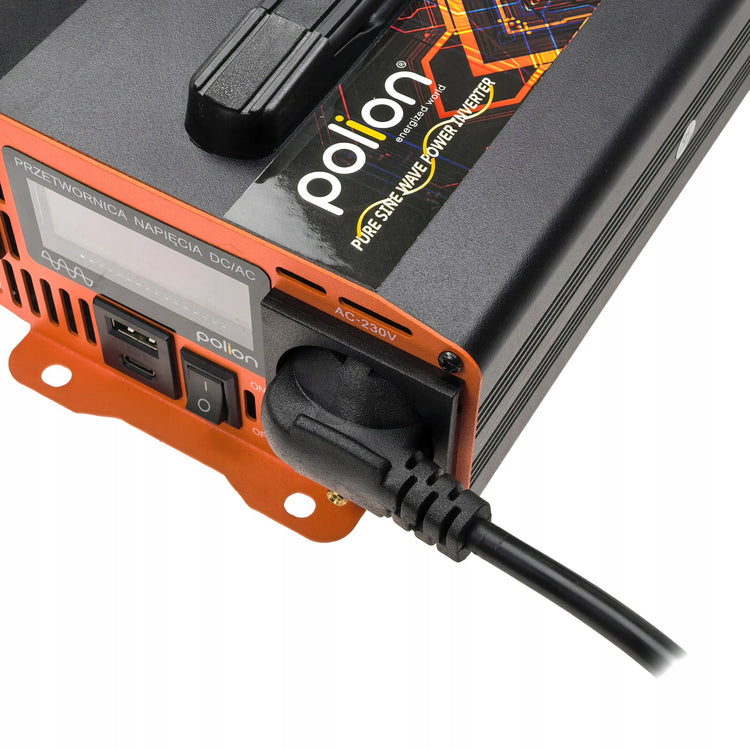 Automobilinis įtampos keitiklis „Polion“ 12 V / 230 V, 700 W, gryna sinusinė banga