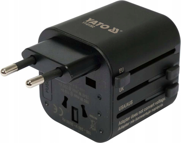 Universalus kelioninis adapteris „Yato YT-81302“ su saugikliu, daugiau nei 150 šalių
