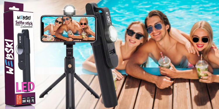 Asmenukių lazda-trikojis su LED apšvietimu „Webski K10S“, Bluetooth pultas