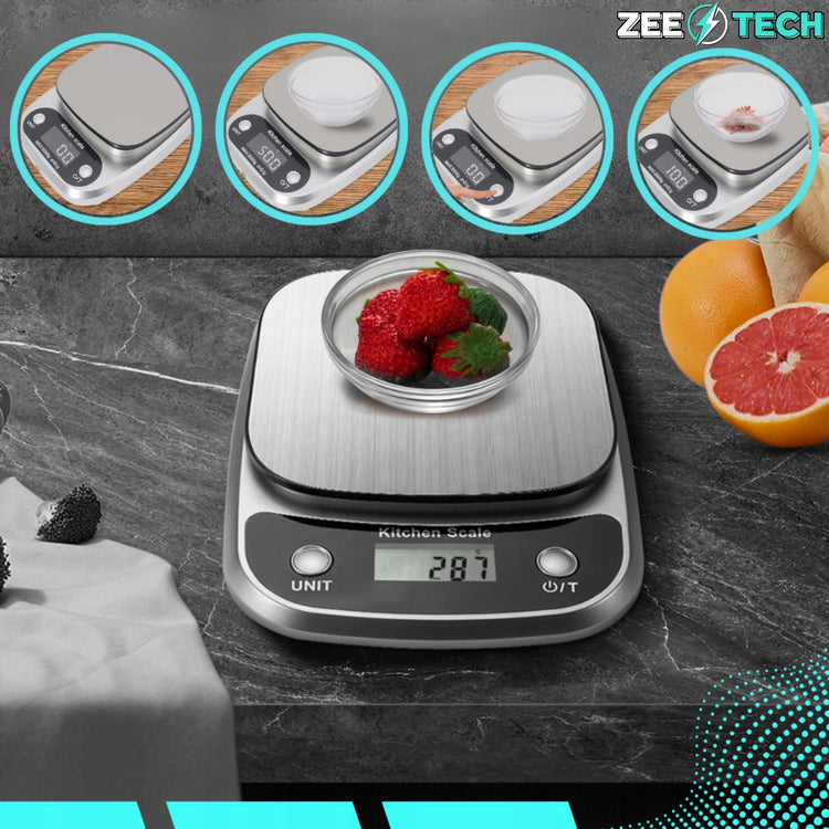 Tikslios elektroninės virtuvinės svarstyklės „ZeeTech“ su taros funkcija, iki 5 kg