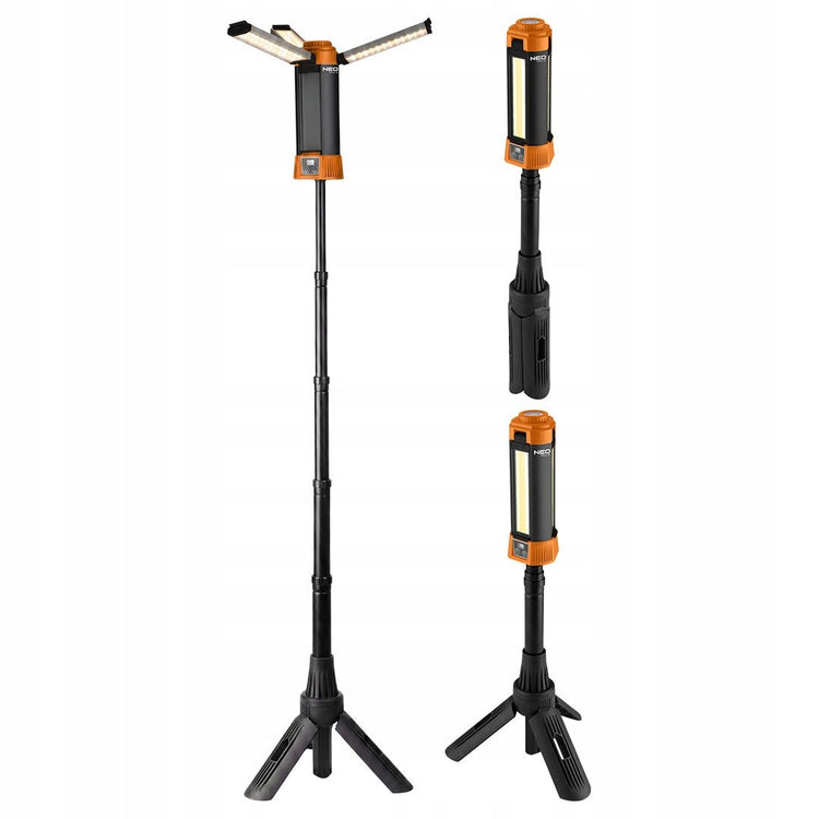 Akumuliatorinis LED darbo prožektorius su stovu „Neo Tools 99-137“, 3000 lm, 1,17 m