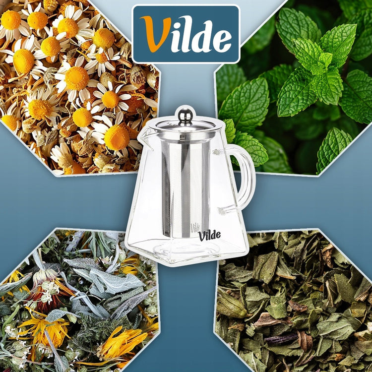 Stiklinis arbatinukas su sieteliu „Vilde“, 920 ml