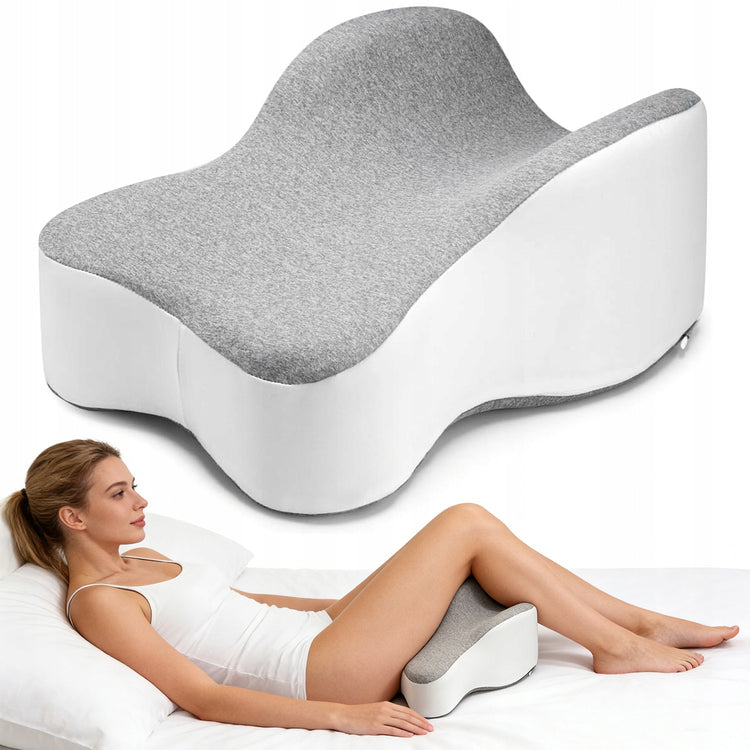 Ortopedinė pagalvėlė tarp kelių, memory foam, pilka-balta
