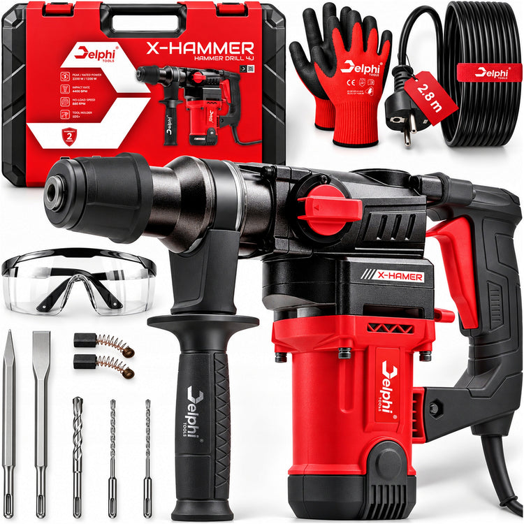 Perforatorius „Delphi Tools“ SDS+, 2200 W, 4 J, su 2,8 m laidu – nuotrauka 1