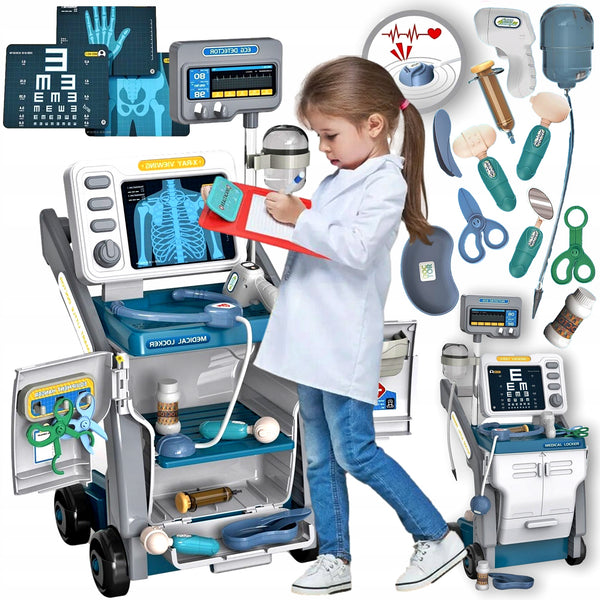 Medicinos stotelė vaikams su vežimėliu ir priedais, 57 cm