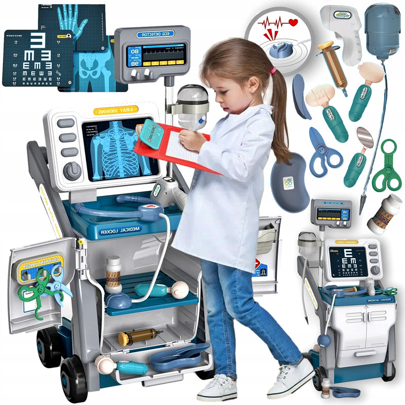 Medicinos stotelė vaikams su vežimėliu ir priedais, 57 cm