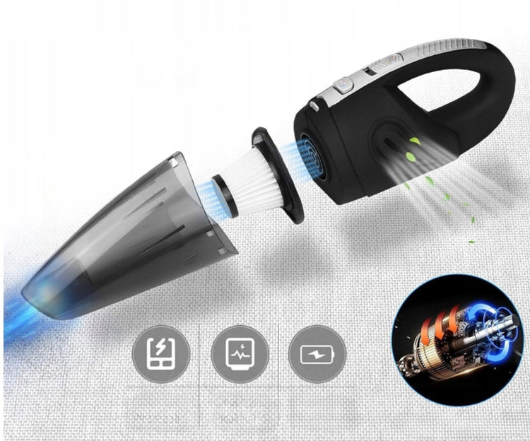 Belaidis rankinis automobilinis dulkių siurblys su HEPA filtru, 65 W