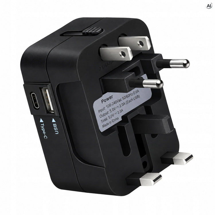 Universalus kelioninis adapteris „Allbag“ su 2 USB, EU / UK / US