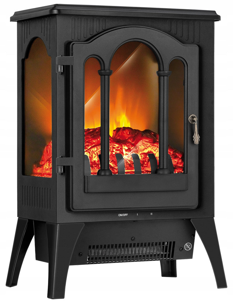 Pastatomas elektrinis židinys „MPM MEK-01“ su šildymu, 1750 W, juodas