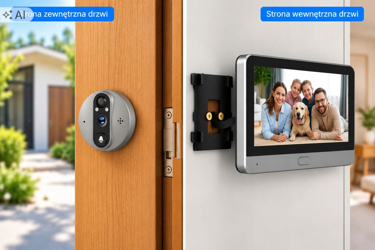 Belaidė Wi-Fi durų akutė su kamera ir ekranu Tuya, 3 MP, 140°