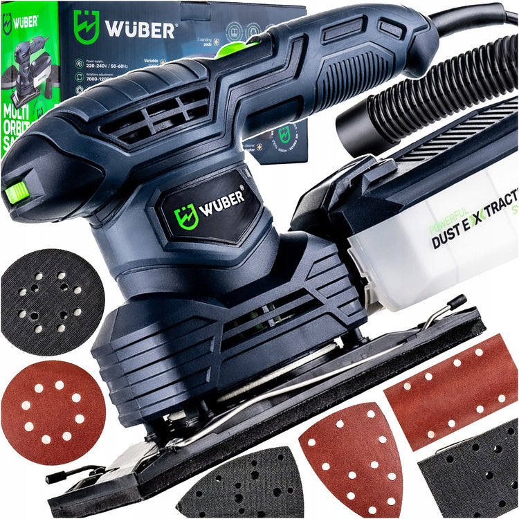 Ekscentrinis šlifuoklis 300 W, 125 mm, su greičio reguliavimu ir 3 padais