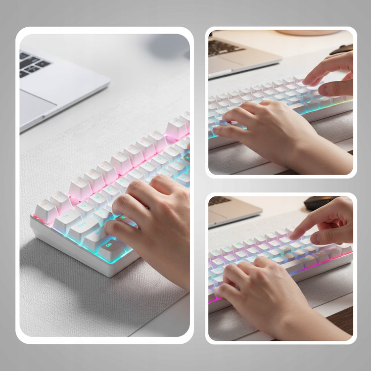 Mechaninė klaviatūra „Memflow“ 61 klavišas, balta, RGB, USB-C