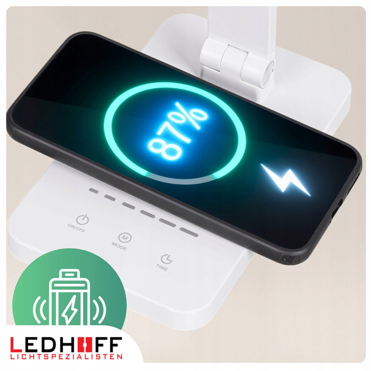 Sulankstomas stalinis LED šviestuvas „Ledhoff“ su belaidžiu krovikliu ir USB