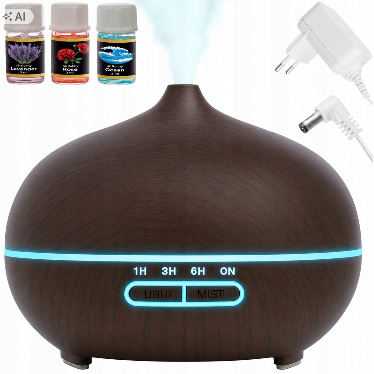 Ultragarsinis aromaterapijos difuzorius su LED apšvietimu – nuotrauka 1