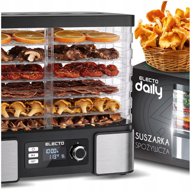 Maisto džiovyklė su laikmačiu ir termoventiliacija, 15 l, 500 W, 6 lentynos