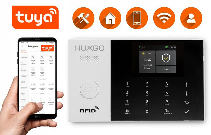Belaidė GSM 4G / Wi-Fi signalizacija „HUXGO HXA005“ su Tuya