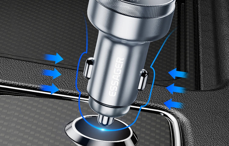 Automobilinis kroviklis „Essager“ 80 W su ekranu: 2× USB-A + USB-C, PD