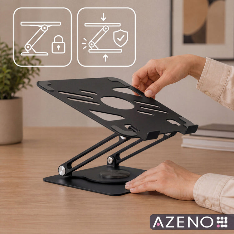 Nešiojamojo kompiuterio stovas „Azeno AZ-0120“ iki 17“, sukamas 360°