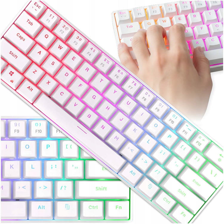 Mechaninė klaviatūra „Memflow“ 61 klavišas, balta, RGB, USB-C