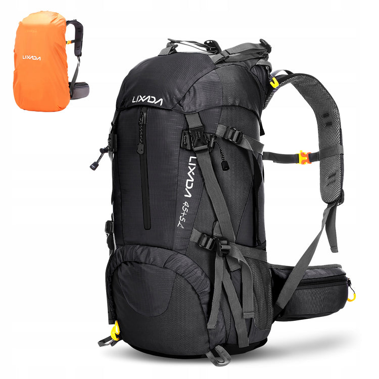 Turistinė trekingo kuprinė su apsauga nuo lietaus, 50 l, juoda