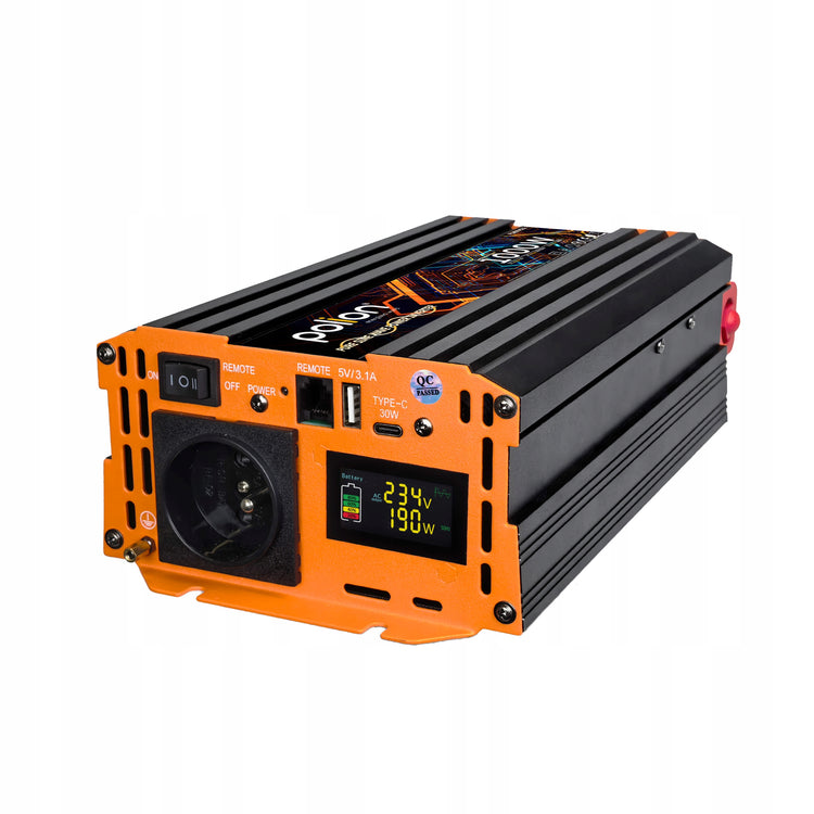 Įtampos keitiklis „Polion“ 12 V / 230 V, 1000 W, gryna sinusinė banga – nuotrauka 5