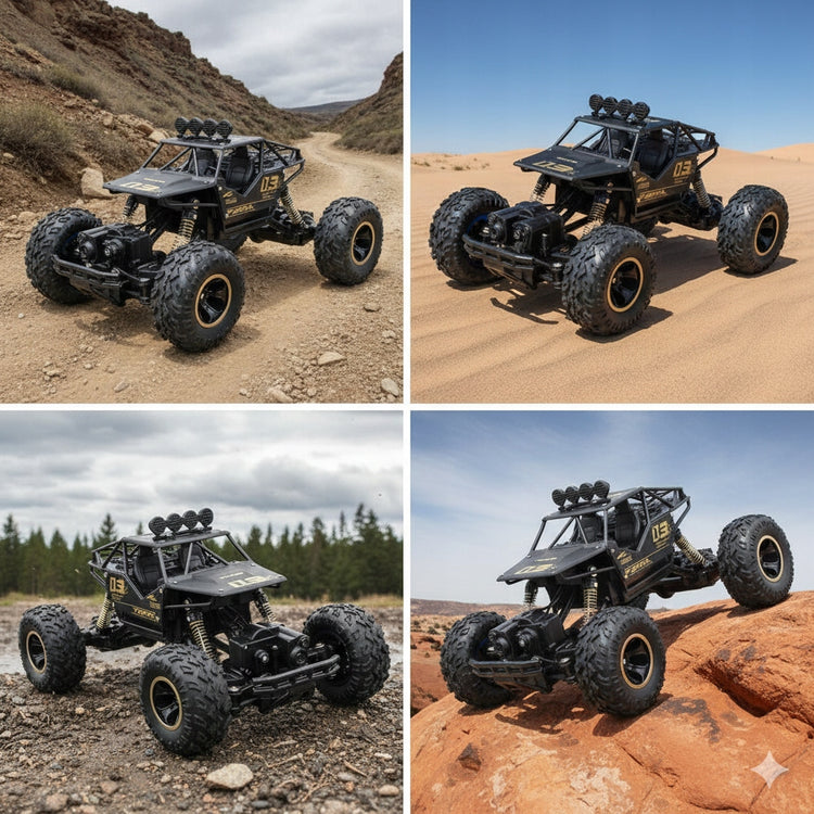 Nuotoliniu būdu valdomas visureigis 4x4, metalinis, 1:16, su 2 akumuliatoriais