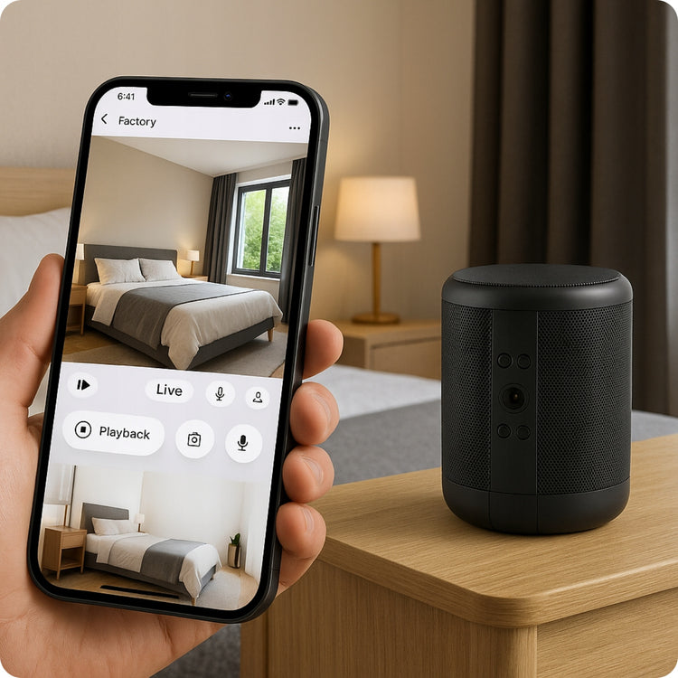 Mini Wi-Fi kamera kolonėlės korpuse „Spreest BS02“ 4K su judesio jutikliu