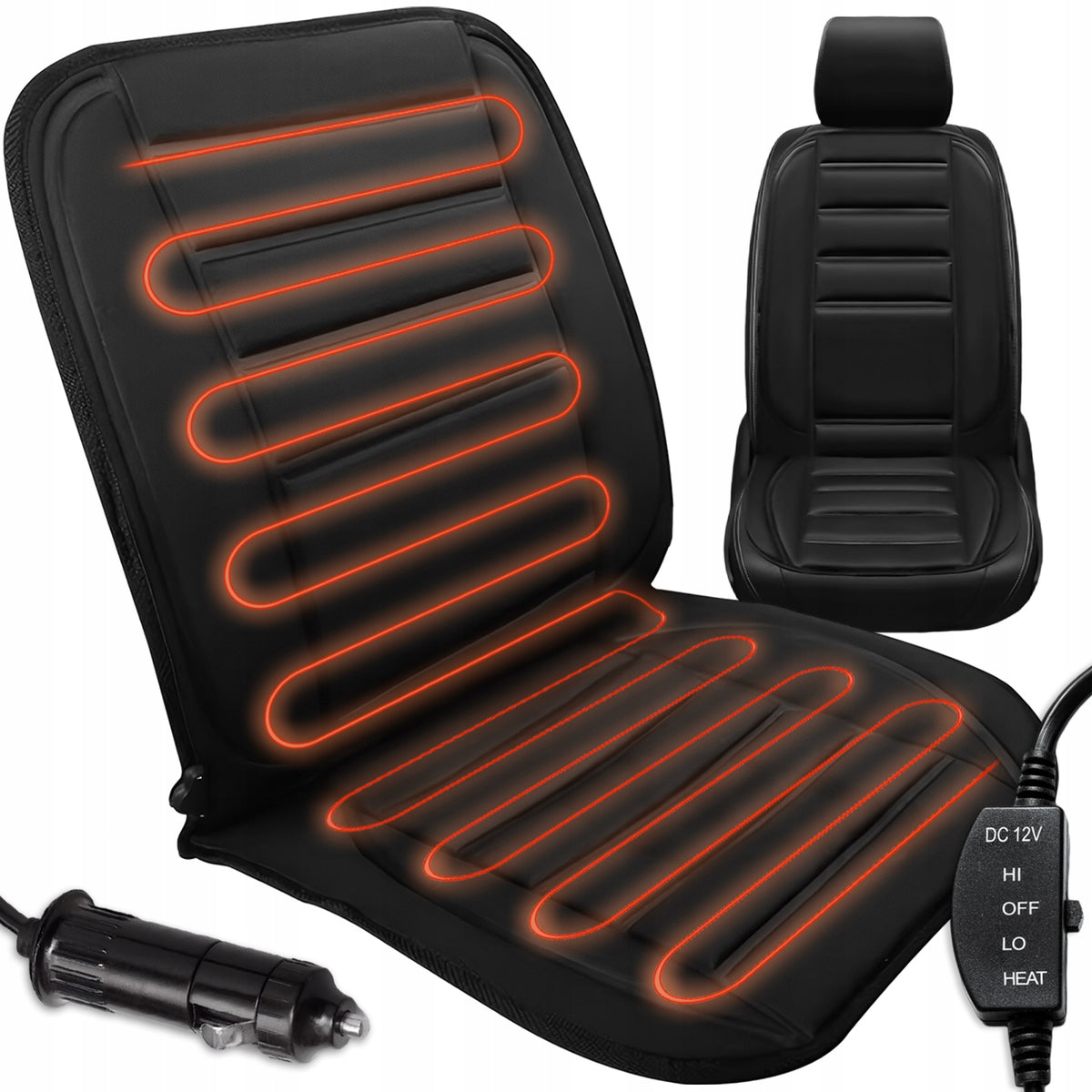 Šildomas automobilio sėdynės kilimėlis „Heckermann ZL011“ su pultu, 12 V, 48 W