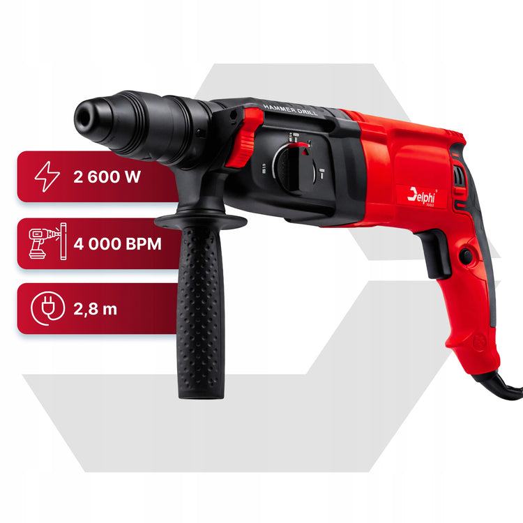 Perforatorius „Delphi Tools“ SDS+, 2600 W, 4 J – nuotrauka 4