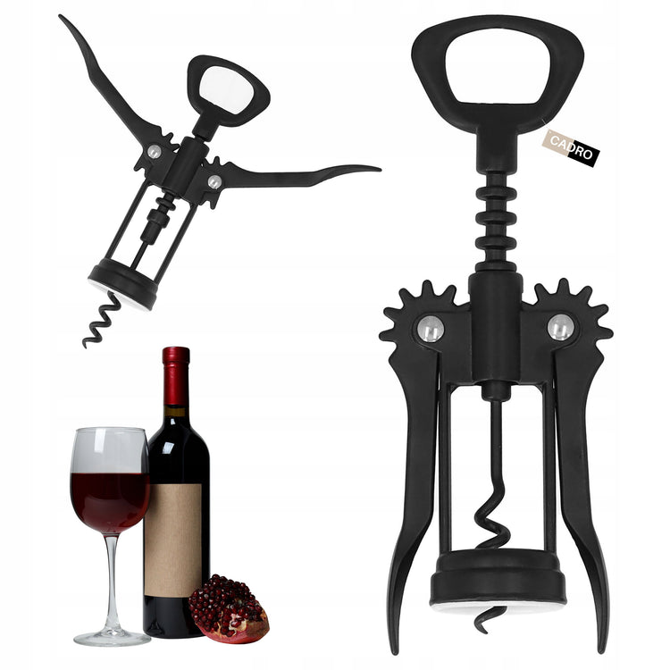 Juodas metalinis kamščiatraukis „Cadro“, 16 cm