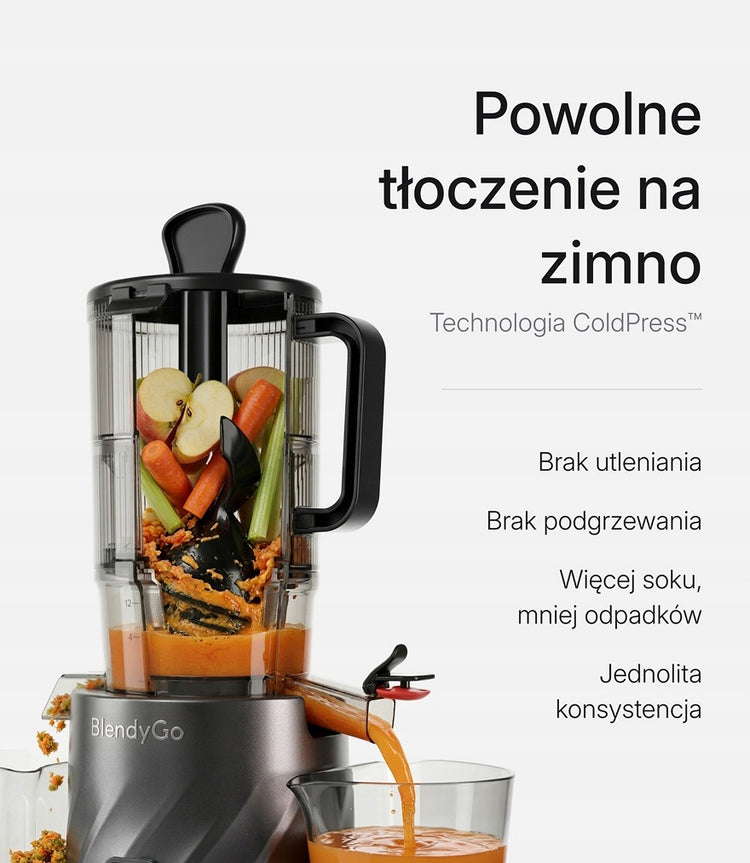 Lėtaeigė sulčiaspaudė su platųja anga „BlendyGo Juice“, 350 W