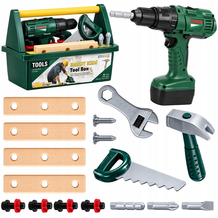 Vaikiškas DIY įrankių rinkinys su atsuktuvu ir dėže, 3+